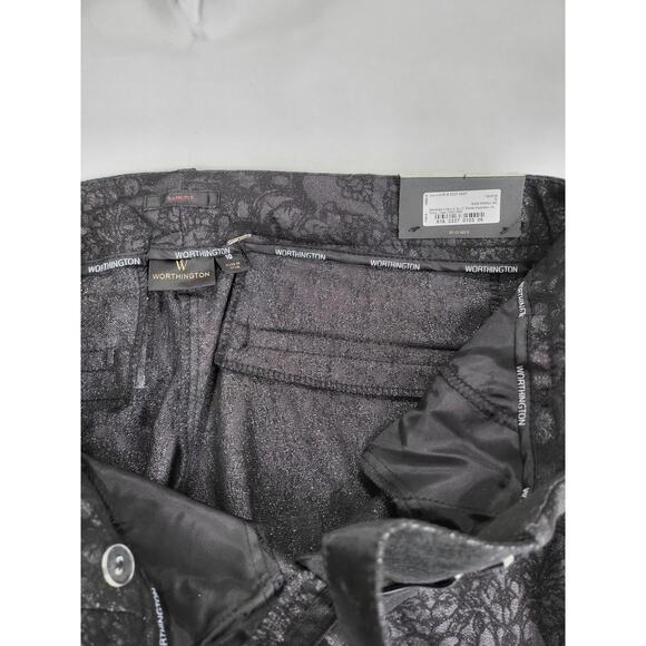 NWT Worthington Black Lace look Metallic thread Slim Fit Ankle Pants Sz 10 #477 - Picture 9 of 12